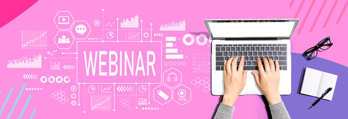 Webinar theme with person using a laptop computer