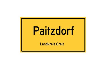Isolated German city limit sign of Paitzdorf located in Th�ringen