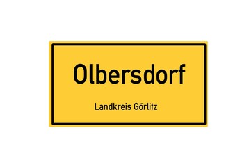 Isolated German city limit sign of Olbersdorf located in Sachsen