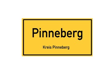 Isolated German city limit sign of Pinneberg located in Schleswig-Holstein