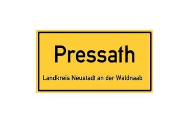 Isolated German city limit sign of Pressath located in Bayern