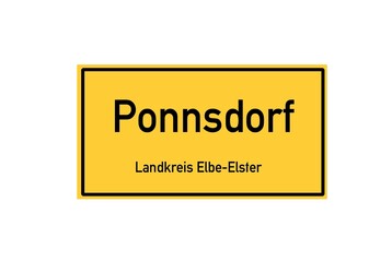 Isolated German city limit sign of Ponnsdorf located in Brandenburg