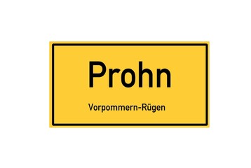Isolated German city limit sign of Prohn located in Mecklenburg-Vorpommern