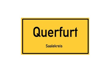 Isolated German city limit sign of Querfurt located in Sachsen-Anhalt