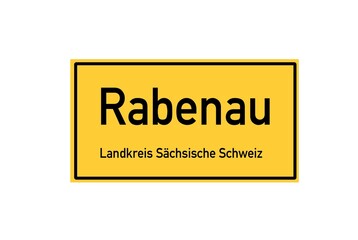 Isolated German city limit sign of Rabenau located in Sachsen