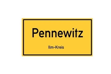 Isolated German city limit sign of Pennewitz located in Th�ringen