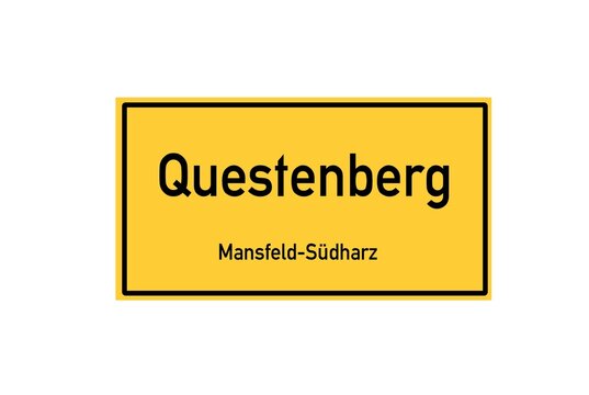 Isolated German city limit sign of Questenberg located in Sachsen-Anhalt