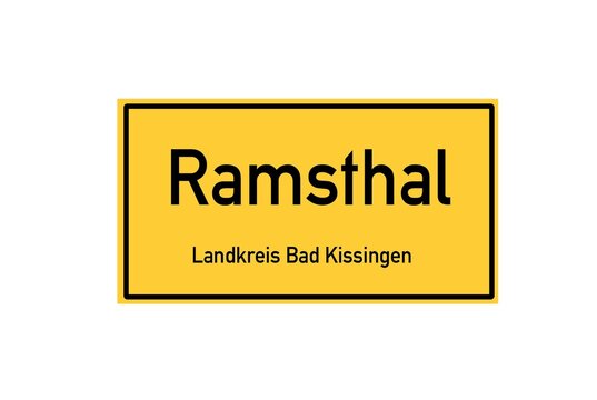 Isolated German city limit sign of Ramsthal located in Bayern