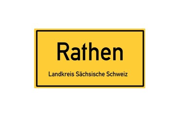Isolated German city limit sign of Rathen located in Sachsen