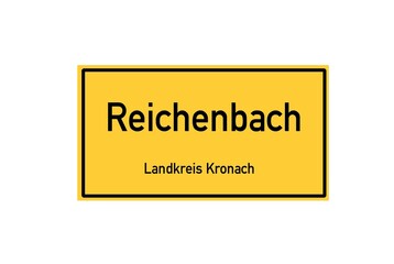 Isolated German city limit sign of Reichenbach located in Bayern