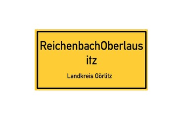 Isolated German city limit sign of ReichenbachOberlausitz located in Sachsen