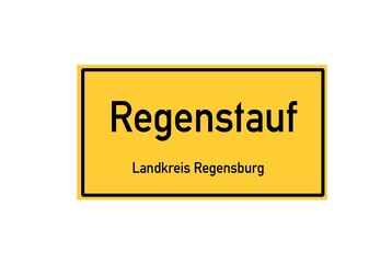 Isolated German city limit sign of Regenstauf located in Bayern