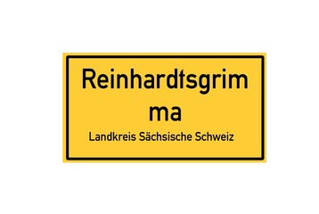 Isolated German city limit sign of Reinhardtsgrimma located in Sachsen