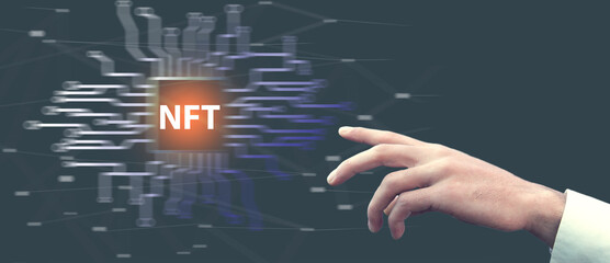 hand touch virtual screen NFT icon