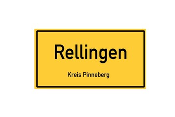 Isolated German city limit sign of Rellingen located in Schleswig-Holstein