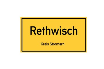 Isolated German city limit sign of Rethwisch located in Schleswig-Holstein