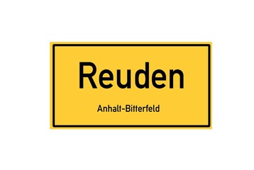 Isolated German city limit sign of Reuden located in Sachsen-Anhalt