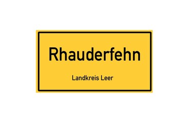 Isolated German city limit sign of Rhauderfehn located in Niedersachsen