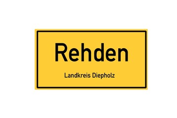 Isolated German city limit sign of Rehden located in Niedersachsen