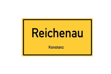 Isolated German city limit sign of Reichenau located in Baden-W�rttemberg