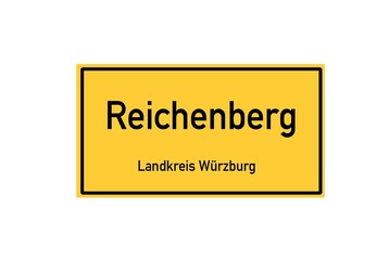 Isolated German city limit sign of Reichenberg located in Bayern