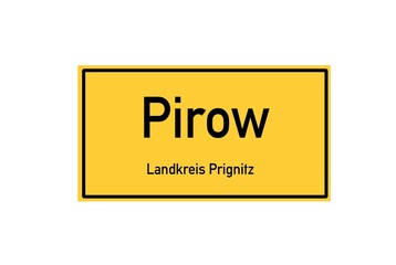 Isolated German city limit sign of Pirow located in Brandenburg