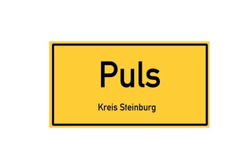 Isolated German city limit sign of Puls located in Schleswig-Holstein