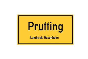 Isolated German city limit sign of Prutting located in Bayern