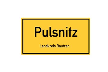 Isolated German city limit sign of Pulsnitz located in Sachsen