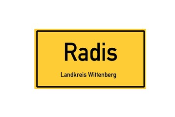 Isolated German city limit sign of Radis located in Sachsen-Anhalt