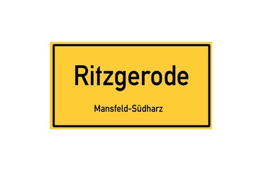 Isolated German city limit sign of Ritzgerode located in Sachsen-Anhalt