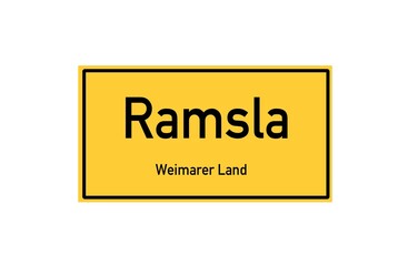 Isolated German city limit sign of Ramsla located in Th�ringen