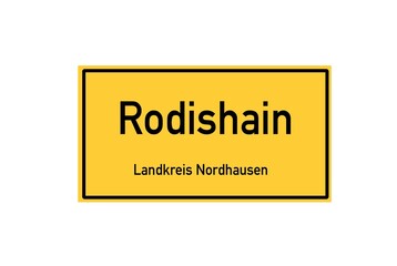 Isolated German city limit sign of Rodishain located in Th�ringen
