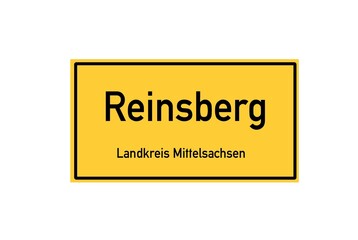 Isolated German city limit sign of Reinsberg located in Sachsen