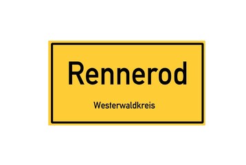 Isolated German city limit sign of Rennerod located in Rheinland-Pfalz