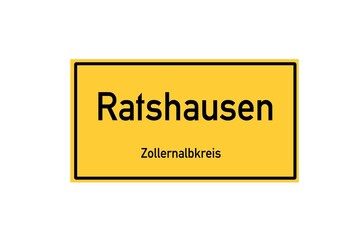 Isolated German city limit sign of Ratshausen located in Baden-W�rttemberg
