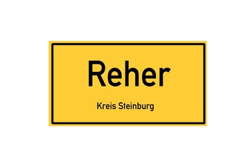 Isolated German city limit sign of Reher located in Schleswig-Holstein