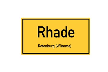 Isolated German city limit sign of Rhade located in Niedersachsen