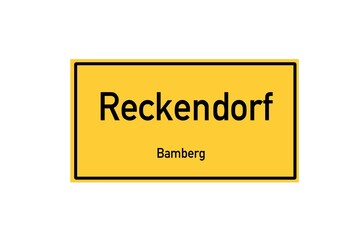 Isolated German city limit sign of Reckendorf located in Bayern