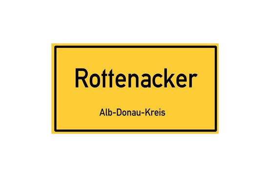 Isolated German city limit sign of Rottenacker located in Baden-W�rttemberg