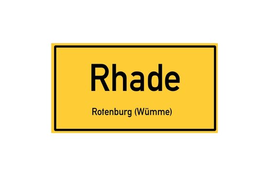 Isolated German city limit sign of Rhade located in Niedersachsen