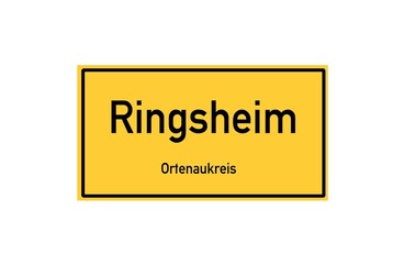 Isolated German city limit sign of Ringsheim located in Baden-W�rttemberg
