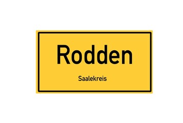 Isolated German city limit sign of Rodden located in Sachsen-Anhalt