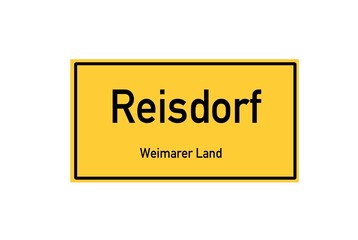 Isolated German city limit sign of Reisdorf located in Th�ringen