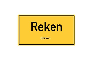 Isolated German city limit sign of Reken located in Nordrhein-Westfalen