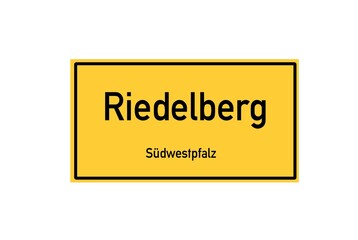 Isolated German city limit sign of Riedelberg located in Rheinland-Pfalz
