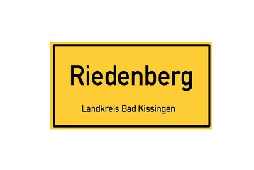 Isolated German city limit sign of Riedenberg located in Bayern
