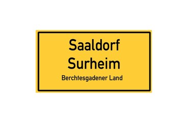 Isolated German city limit sign of Saaldorf Surheim located in Bayern