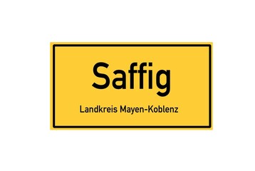 Isolated German city limit sign of Saffig located in Rheinland-Pfalz