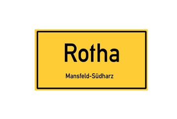 Isolated German city limit sign of Rotha located in Sachsen-Anhalt